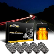 6 Pcs Double Bullseye Amber LED Side Marker Lights, Smoke Lens Rectangular