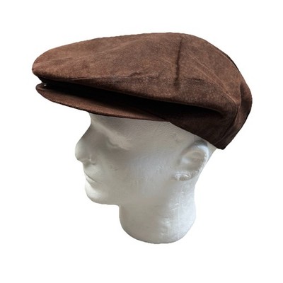 Vtg 80s HATTERDASHERY SEATTLE Brown Suede Flat Cap