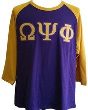 Buffalo Dallas Omega Psi Phi Baseball T-Shirt [3/4 Sleeve - Purple - L]