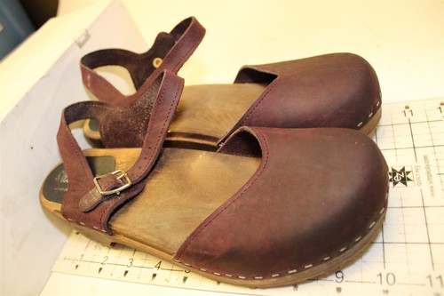 Sandgrens Saragasso Swedish Clogs Womens 9.5 10 40 Maroon Leather Buckle Sandals - Picture 24 of 24