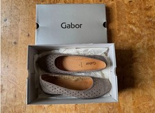 WOMENS GABOR GREY SUEDE HOVERCRAFT PUMPS UK 7 SLIP ON SHOES FLATS W/BOX