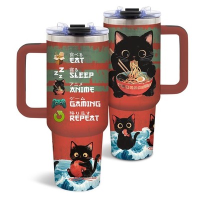 Cat Insulated Tumbler 40oz, Anime Cat Cup Gifts for Women Girls, Funny Japane...