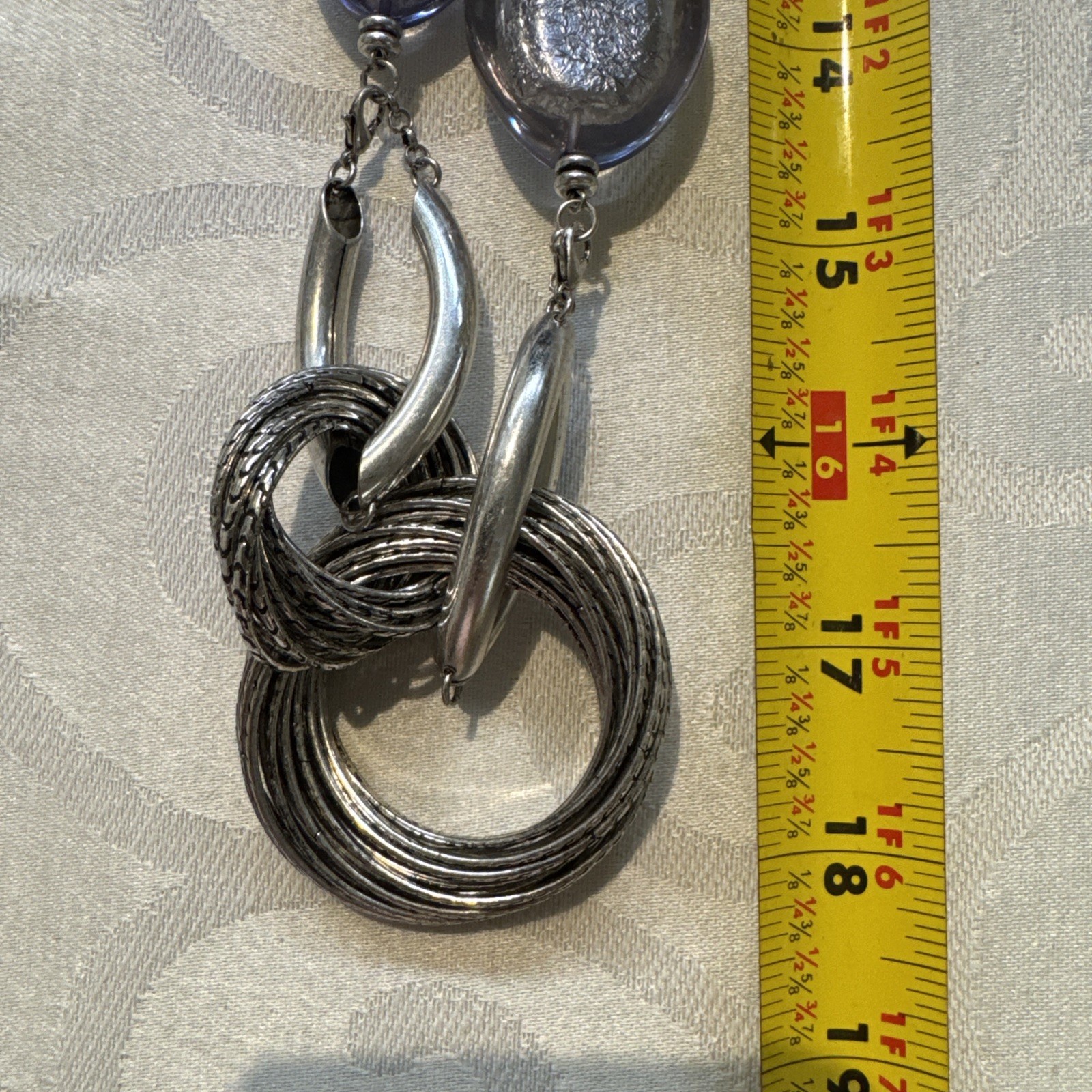 Chunky Artisan Silver Tone Statement Necklace Hea… - image 6