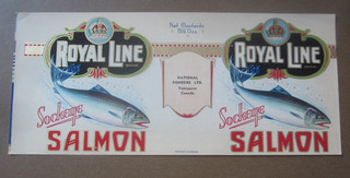 Old Vintage ROYAL LINE Sockeye SALMON Can LABEL National Fisheries VANCOUVER