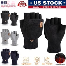 Half-Finger Winter Knitted Fingerless Gloves Thick Warm Touchscreen Gloves USA