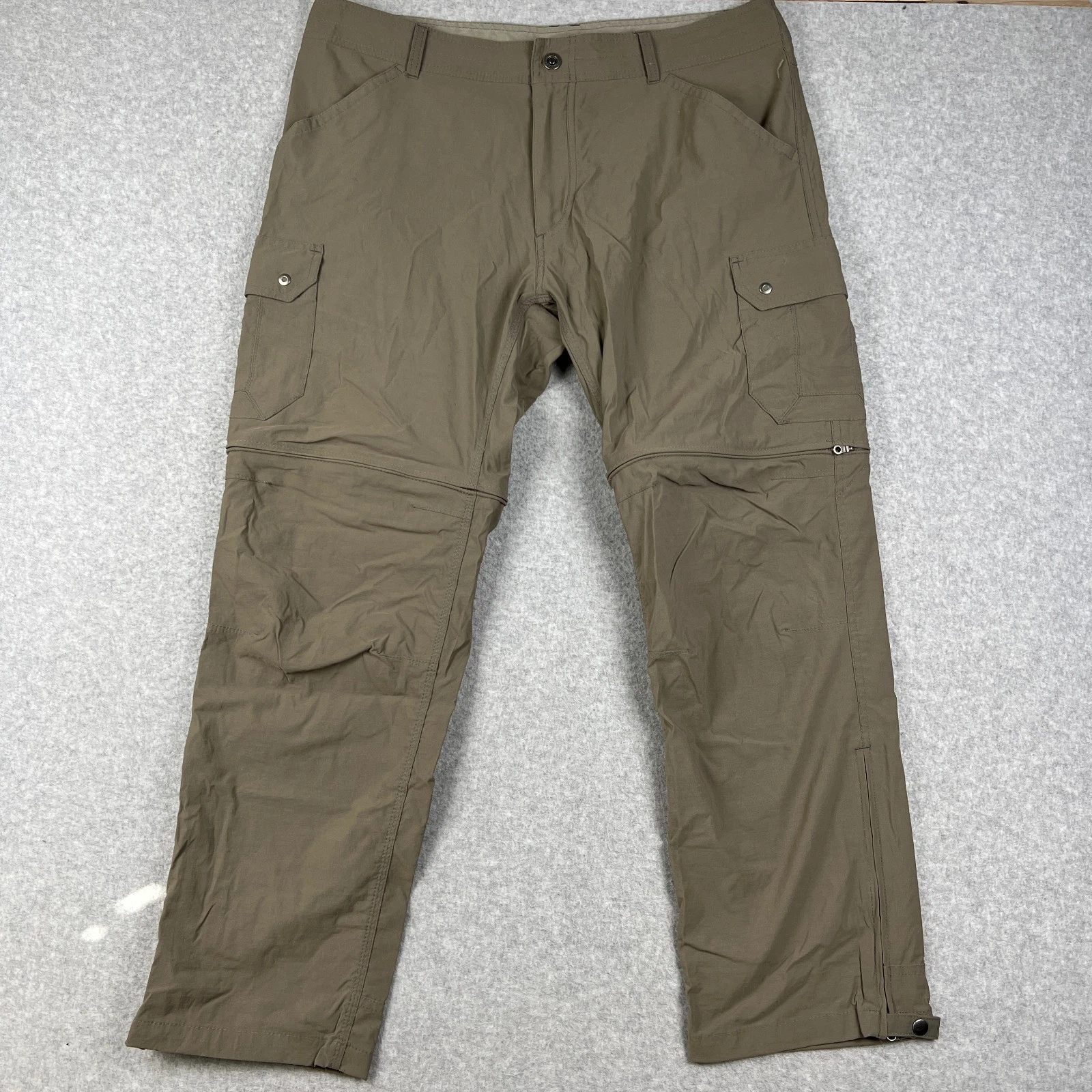 KUHL Renegade Convertible Stealth Pants Zip Off 38x30 Beige Hiking Stretch Cargo