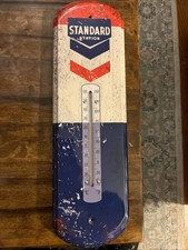 Standard Oil Station Chevron Gasoline Reproduction Tin  Wall Thermometer