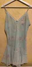 Vintage California Dynasty Floral Slip Gown Open Back Chiffon Lace Sz L