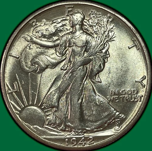 1942-D Walking Liberty Half Dollar Almost Uncirculated AU Coin #36401