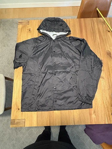 COACH AUGUSTA GIACCA STADIO ALLENATORE NYLON NERO FODERATA CON CAPPUCCIO E SNAP UP UOMO TAGLIA L