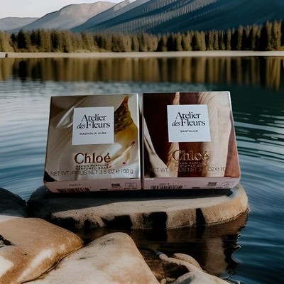 2 X CHLOE ATELIER DES FLEURS SANTALUM & MAGNOLIA ALBA PERFUMED SOAP 3.5oz NEW  