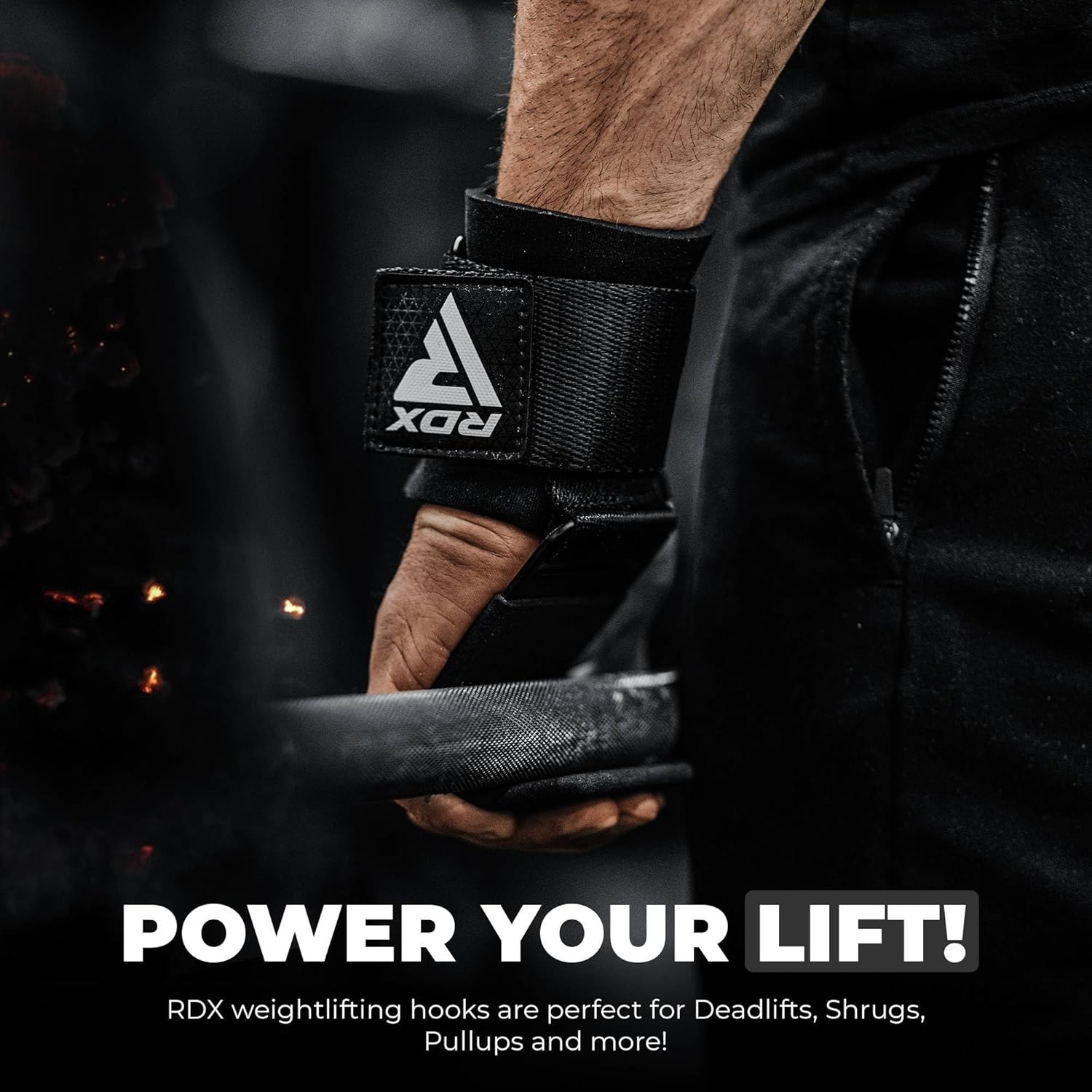 RDX Weight Lifting Hooks for Deadlifting (Pair) - 600Lbs One Size, Black 