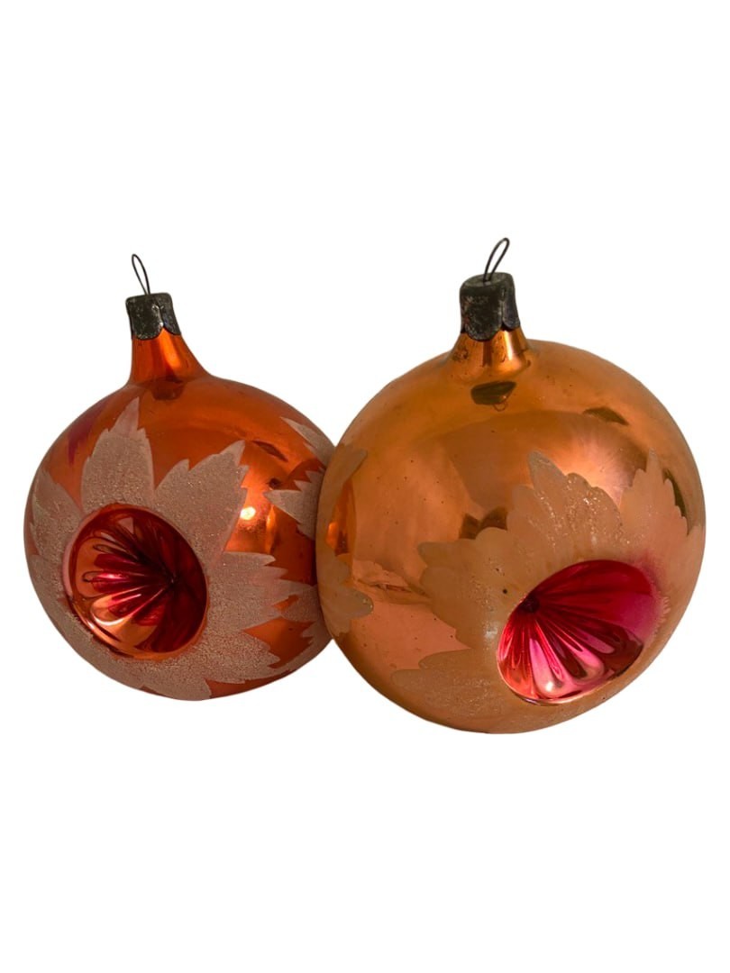 Vintage USSR Glass Christmas Ornament Ball Lantern Shape Soviet Holiday Decor
