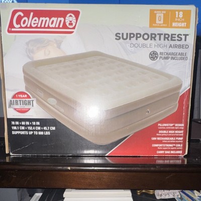 Coleman SupportRest Queen Airbed Beige Rechargeable Pump Comfort Coils