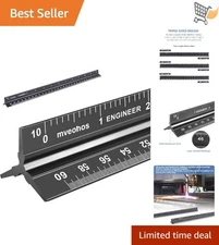 Engineer Aluminum Triangular Ruler 12 In Black Precision Drafting Tool