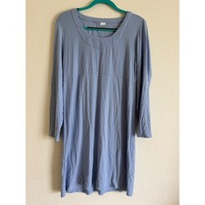 Blue Long Sleeve Empire Waist Scoop Neck Mini Dress Jersey Knit