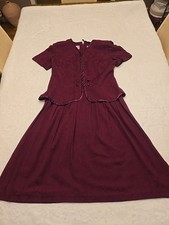 Vintage Karin Stevens Maxi Tea Dress Short Sleeve Size 10 Deadstock Floral Wine
