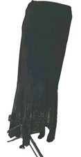 Vtg Y2K 90s Black WhimsyGoth Fairy Hanky Hem Maxi Skirt L Boho Romantic Ethereal