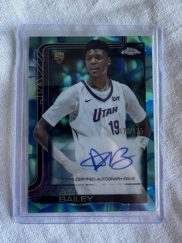 Topps Chrome Update 2025-26 Ace Bailey Rookie Auto 170/175 Aqua Blue Refractor