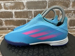 Adidas Speedflow.3 Laceless Turf Soccer Cleat Blue Pink Girls Toddler Size 13.5K