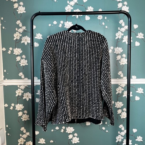 Giacca kimono Massimo Dutti cotone ricamato taglia 12UK 8US L oversize monocromatica - Foto 10 di 12