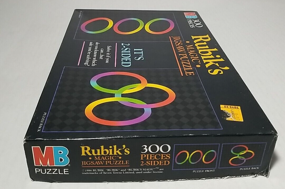 COMPLETE Rubiks Magic Jigsaw Puzzle 300 Pieces Two Sided Rainbow Rings ...