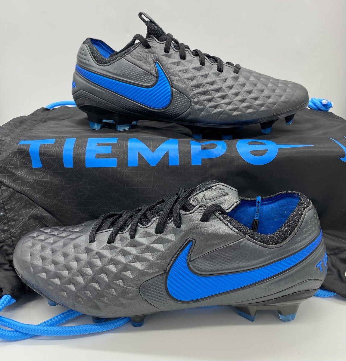 Nike Tiempo Legend 8 Elite FG Cleats Black Blue AT5293-004 Men's
