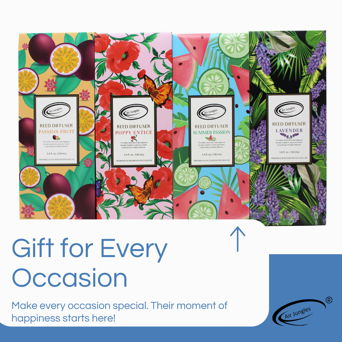 Air Jungles Lavender Scent Reed Diffuser Set with Sticks