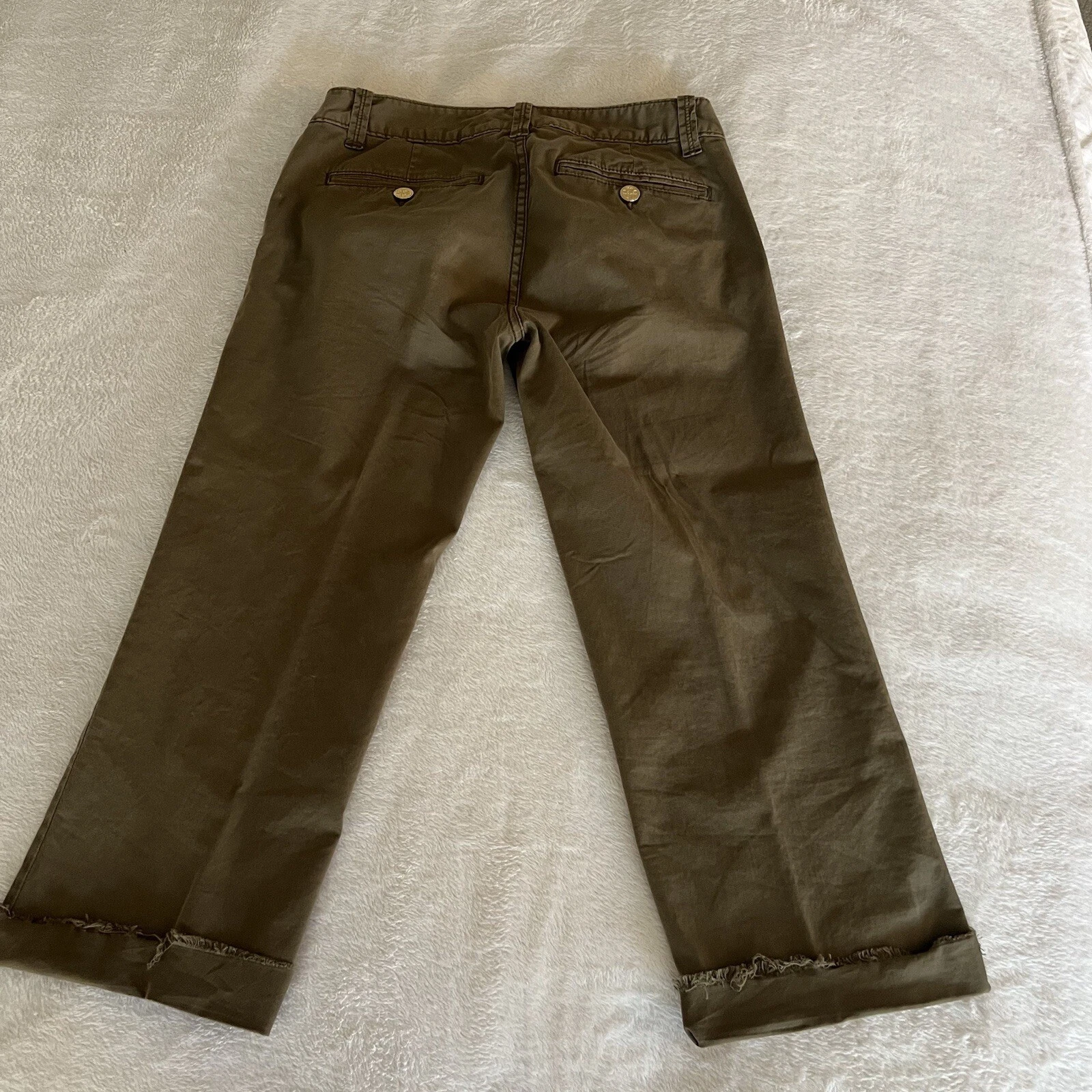 PANTALONE CAVIGLIA TORY BURCH cotone elasticizzato twill verde donna tg 27 NUOVO