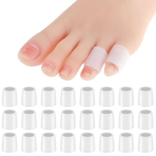 24 Piezas Mangas de Silicona para Puntera, Gel Suave Protector Cojines para Puntera Cortables Pinky T...