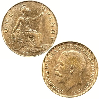 **HOCHWERTIG** GEORGE V 1911 BRONZE ONE PENNY MÜNZE