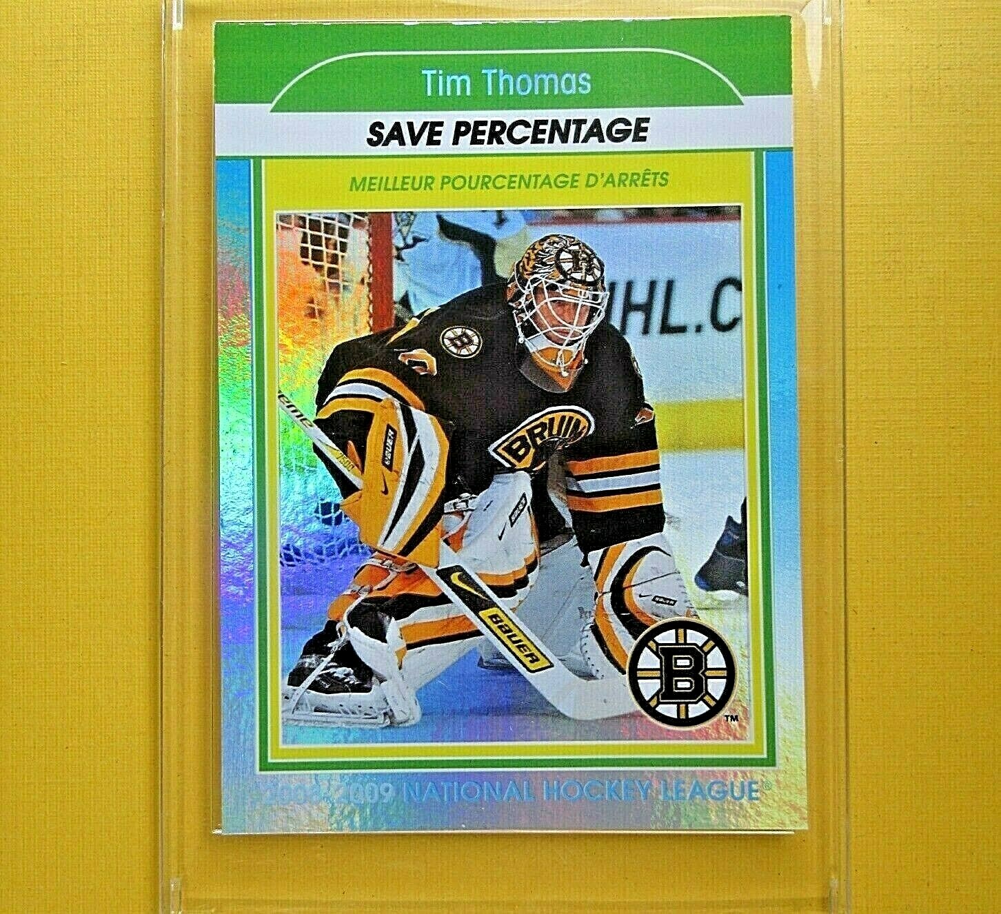 TIM THOMAS  2009-10  SAVE PERCENTAGE RAINBOW  OPC  #SL16  Boston Bruins