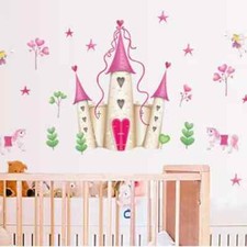PRINCESS CASTLE WALL DECALS New Hearts  Stars Stickers Girls Bedroom Decor USA