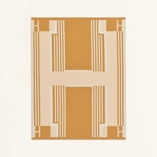 Hermes Copridivano Lancio Plaid Itaco Cammello Copridivano Lana Cashmere Autentico Nuovo