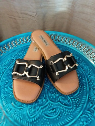 Women's Steve Madden Alita Slip On Slide Sandals Gold Tone Detail Size 7.5  | eBay