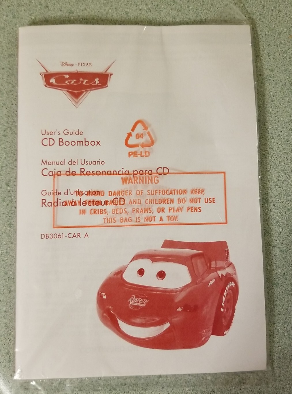 Disney Pixar Cars Lightning McQueen AM/FM CD Boombox  DB3061-CAR -- New Open Box