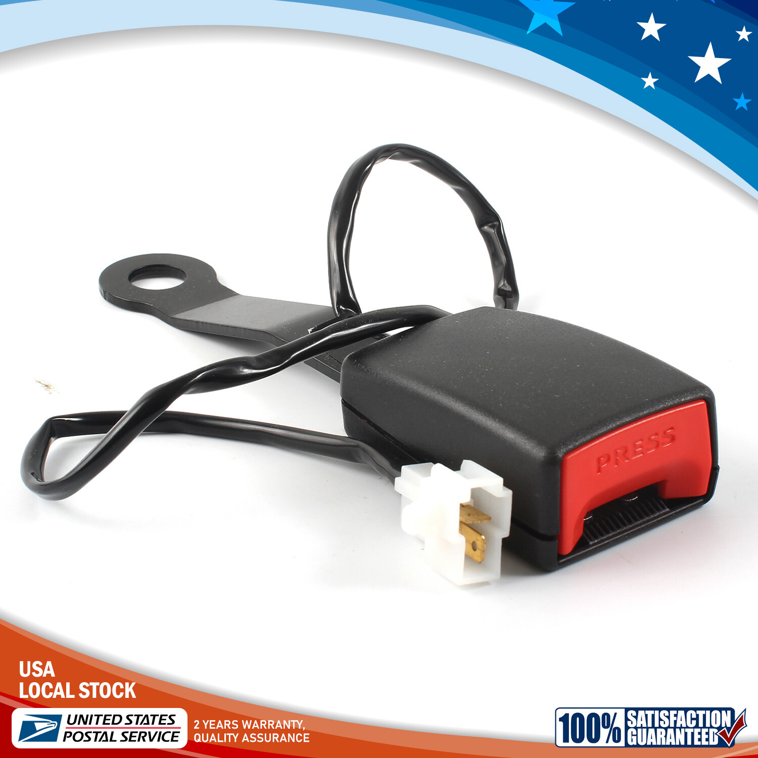 Car Front Seat Belt Buckle Padding Socket Plug Connector with Warning Cable USA