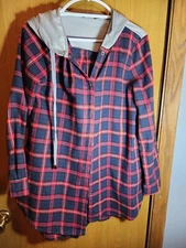 Doe & Rae Oversized Hooded Flannel with Sweatshirt Hood Size Small
