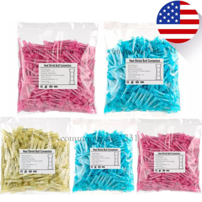 #ad 500 100x Waterproof Heat Shrink Butt Splice Wire Connectors Crimp Terminals Kits $39.79