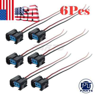 6PCS 2-TERMINAL CONNECTOR PLUG For HONDA ODYSSEY RIDGELINE PILOT FUEL INJECTOR