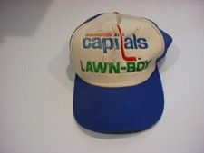 rare,unworn 1980's? WASHINGTON CAPITALS LAWN-BOY PROMO HAT Taiwan trucker mesh