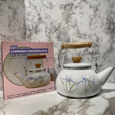 VTG Lincoware Corelle Coordinates SHADOW IRIS Tea Kettle Pot