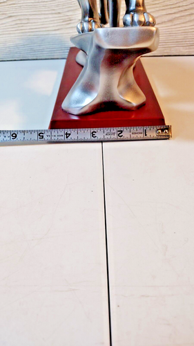 Herco professionelles Geschenk Löwe Statue 10" Skulptur gebürstetes Silber Harz Holzsockel - Bild 8 von 8