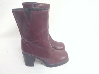 Lower East Side Womens 10 Red Burgundy Chunky Platform Boots Faux Leather Ebay