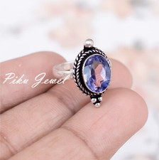Faceted Amethyst Gemstone 925 Sterling Silver Ring Best Friend Birthday Gift