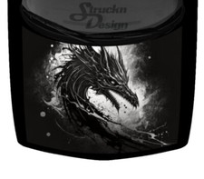 Burst White Black Dragon Silhouette Hood Wrap Vinyl Graphic Decal 58