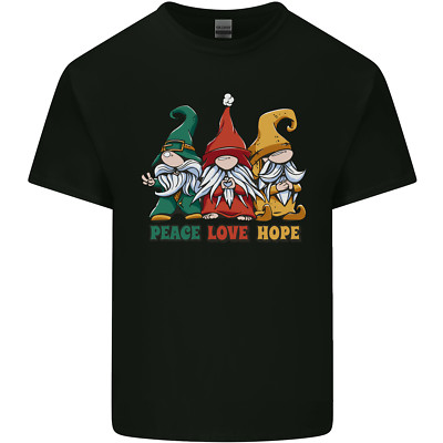 Peace Love Hope 3 Gnome Herren Baumwoll Maglietta Tee Top