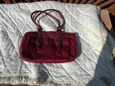Women's TIGNANELLO red Leather Handbag purse Double Handle multiple pockets Logo