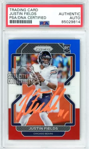 Justin Fields 2021 Panini Prizm RWB Autograph Rookie Card #334 PSA/DNA (Orange)