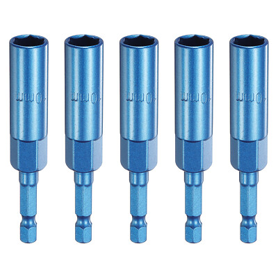 5pcs Nut Driver Drill Bit 10mm 6-Point Socket 1/4'' Hex Shank Nut Setter, Blue